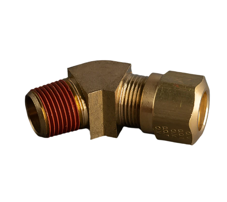 1/2in Tube to 3/8in Male Pipe 45° Brass Elbow