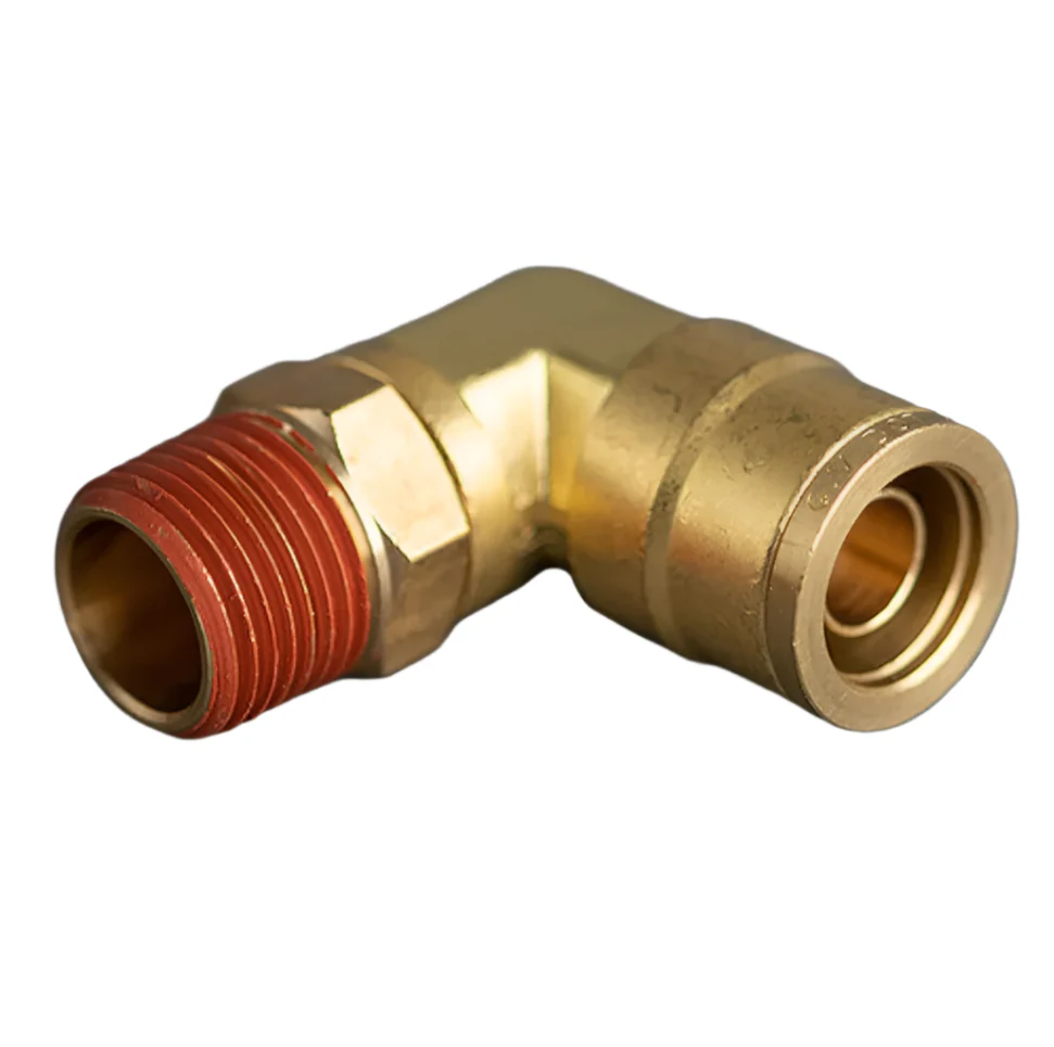 1/2in Tube to 3/8in Male Pipe Swivel Push Connect 90° Brass Elbow
