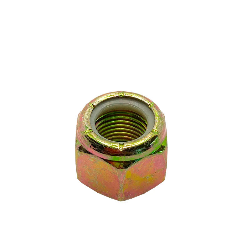1/4-28in UNF Grade 8 Nylon Lock Nut Yellow Zinc