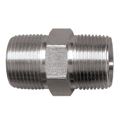 1/8in Male Pipe to 1/8in Male Pipe Steel SAE Hex Nipple