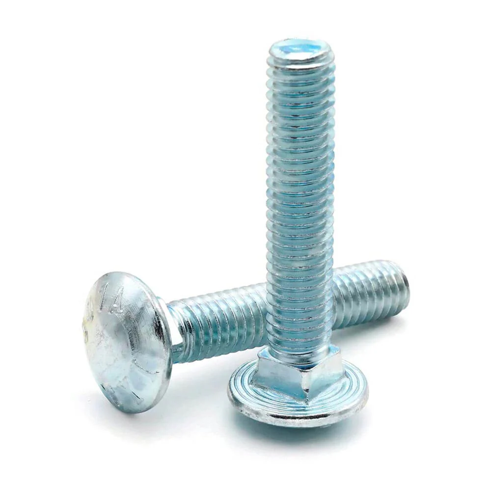 #10-24 X 2 Carriage Bolt / Grade 2 / Coarse (UNC) / Full Thread / Zinc Plated