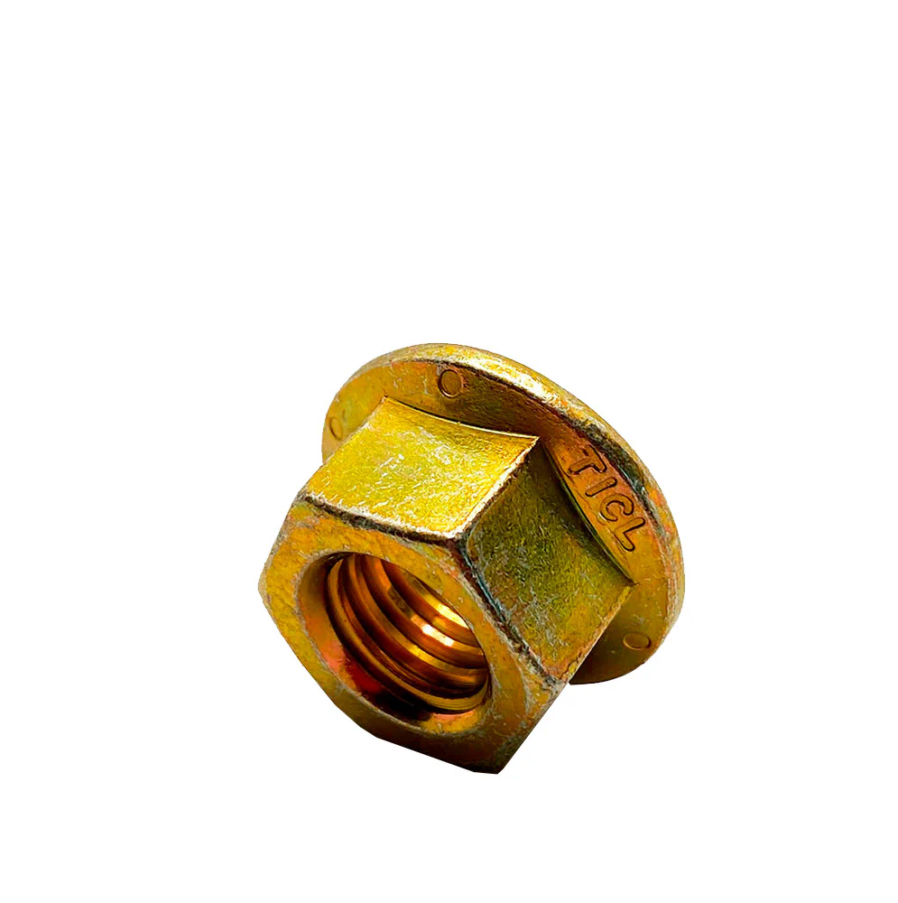 3/4-10in UNC Grade G Flange Locking Nut Yellow Zinc