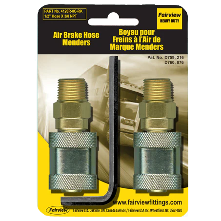 3/8in Hose to 3/8in Pipe Air Brake Hose Mender Kit
