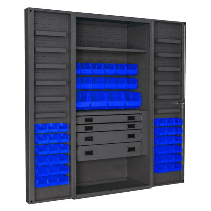 Cabinet with 52 Bins, 4 Drawers and 2 Shelves