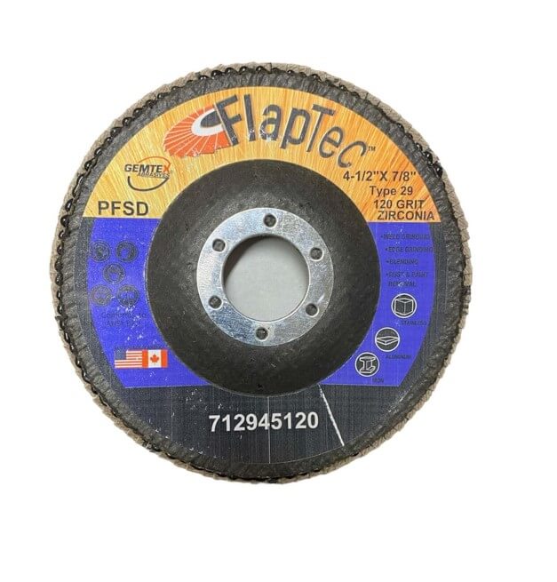 4-1/2 x 7/8in Type 29 Zirconium Curved Flap Wheel 120 Grit