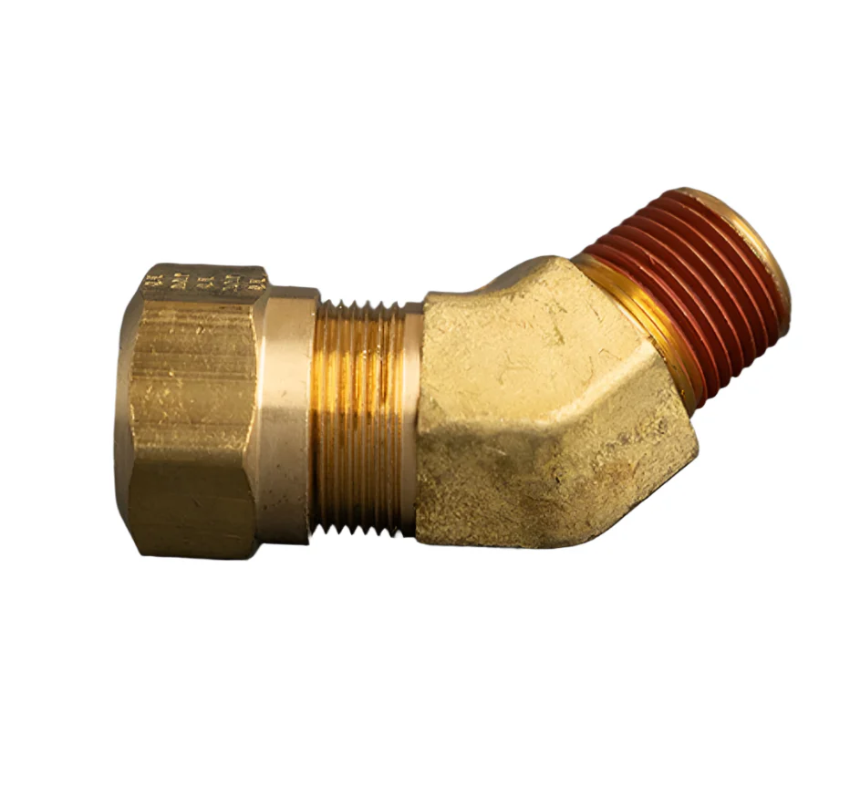 5/8in Tube to 1/2in Male Pipe 45° Brass Elbow
