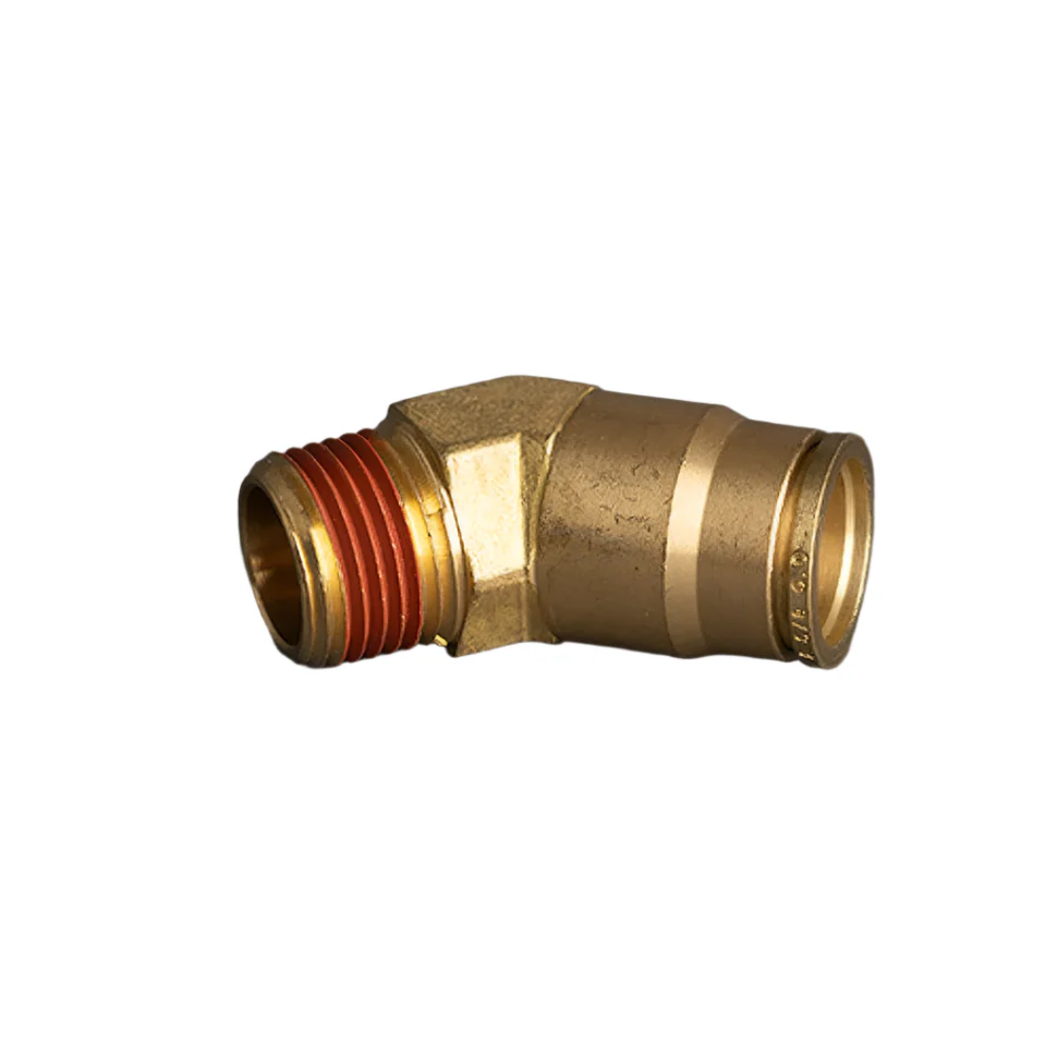 5/8in Tube to 1/2in Male Pipe Push Connect 45° Brass Elbow