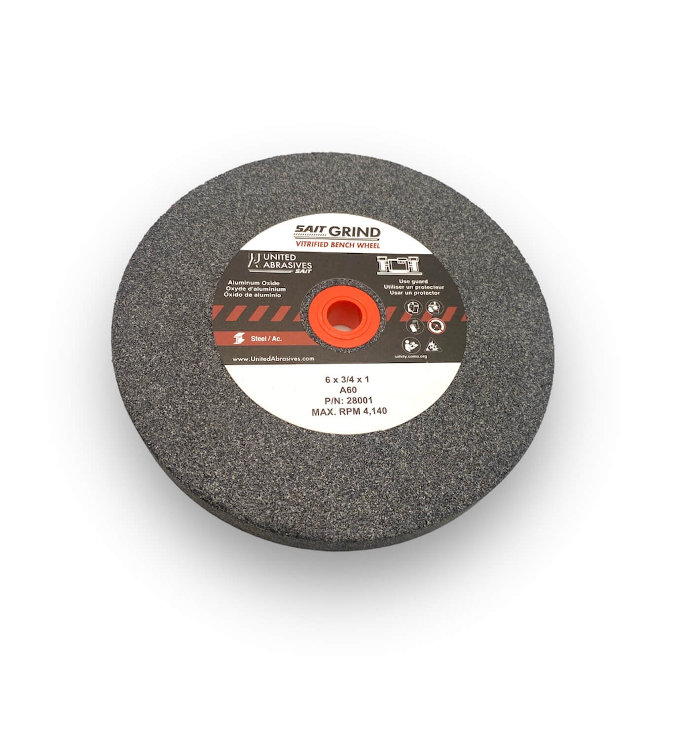 6 x 3/4 x 1in Medium Grit Bench Grinding Wheel