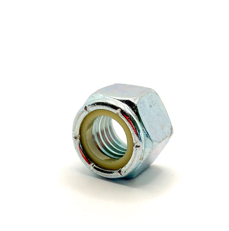 7/16-20in UNF Low Carbon Nylon Lock Nut Clear Zinc