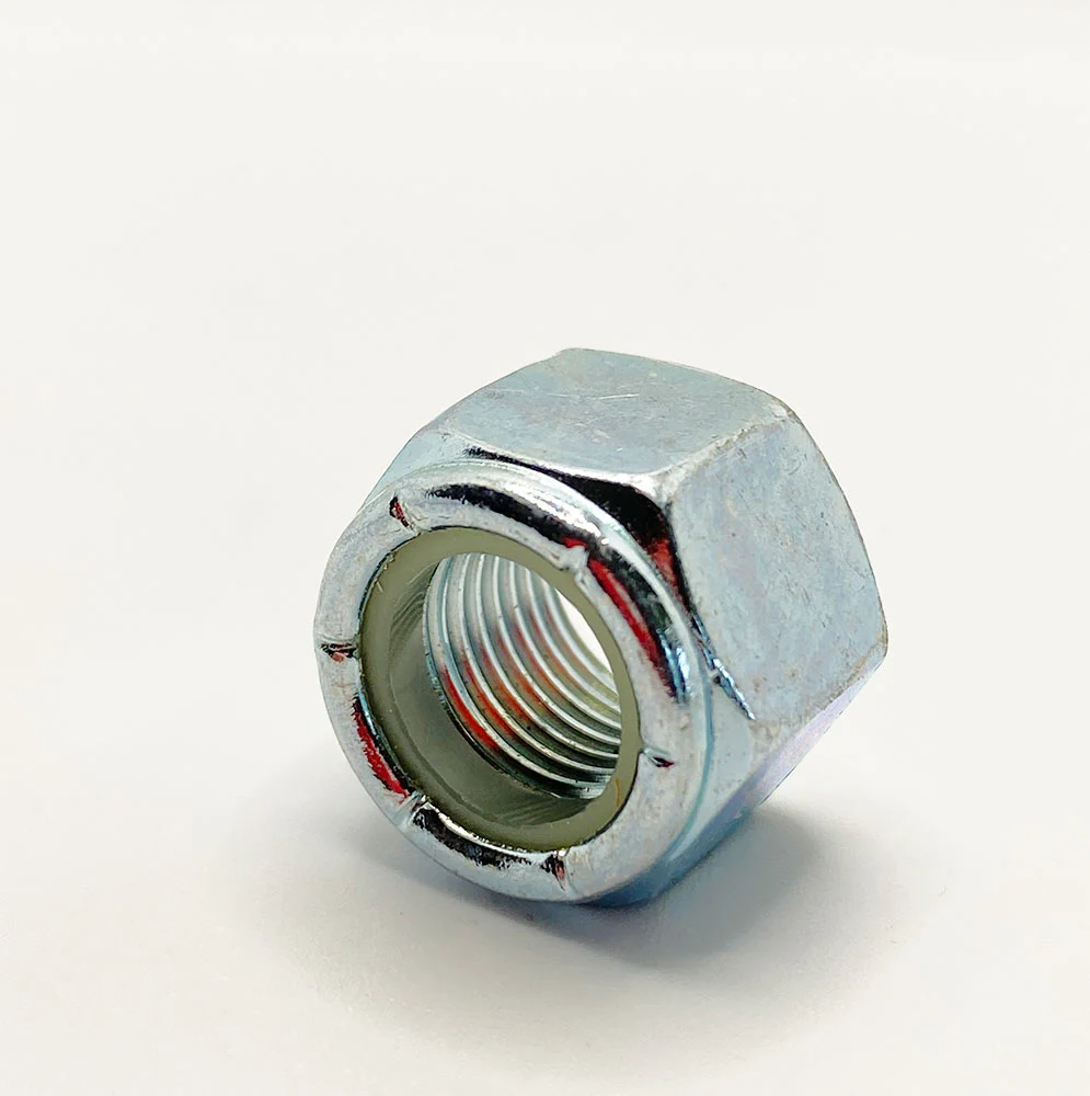 7/8-14in UNF Low Carbon Nylon Lock Nut Clear Zinc