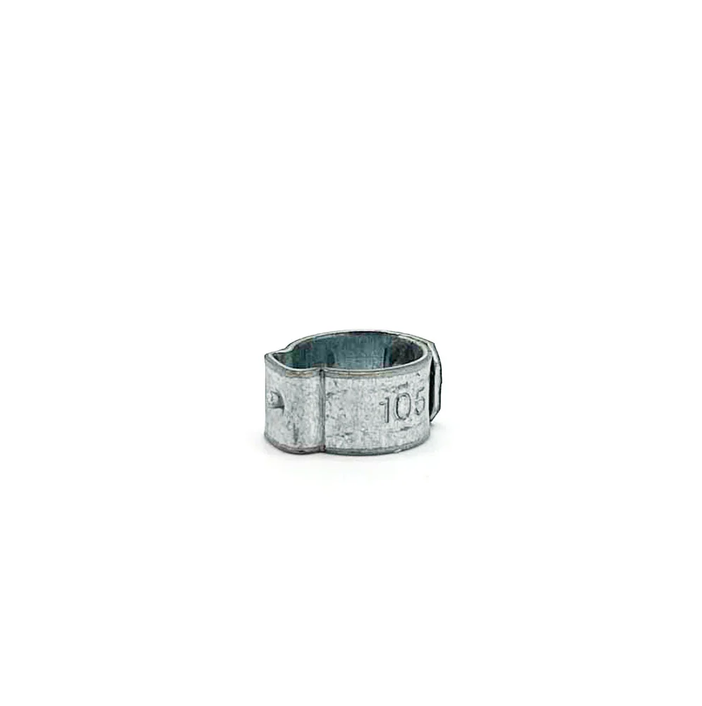9/16in One Ear Hose Clamp Clear Zinc