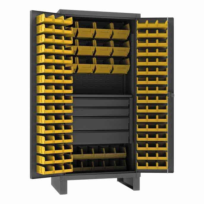 Cabinet with 120 Bins, 4 Drawers and 1 Shelf