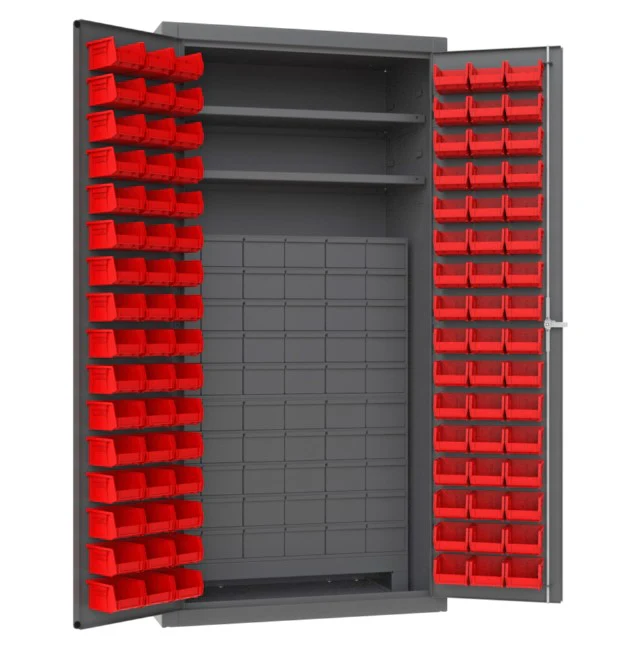 Cabinet with 96 Bins and 2 Shelves