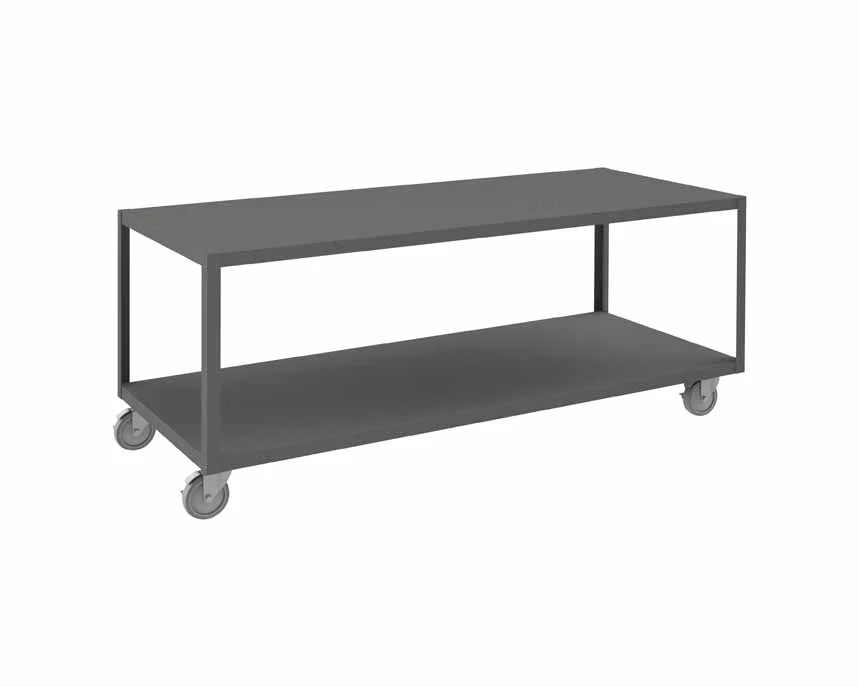 High Deck Mobile Table with 2 Shelves