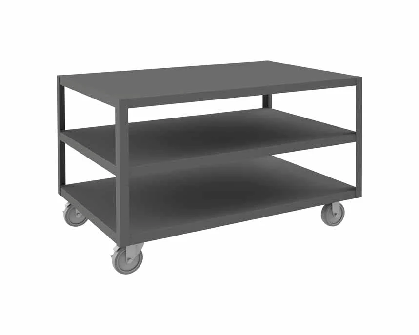 High Deck Mobile Table with 3 Shelves