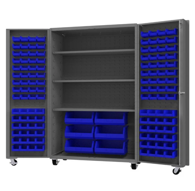 Mobile Cabinet with 126 Bins and 3 Shelves