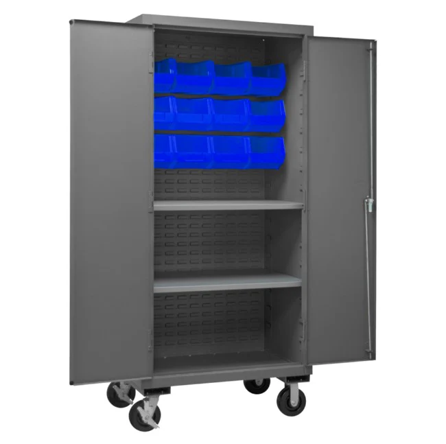 Mobile Cabinet with 12 Bins and 2 Shelves