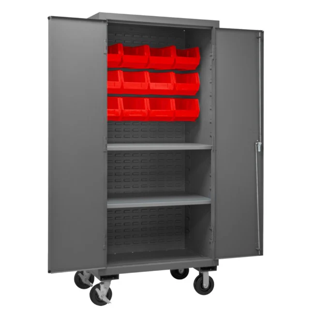 Mobile Cabinet with 12 Bins and 2 Shelves