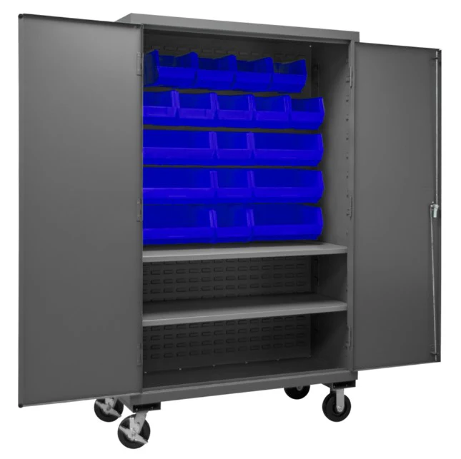 Mobile Cabinet with 18 Bins and 2 Shelves