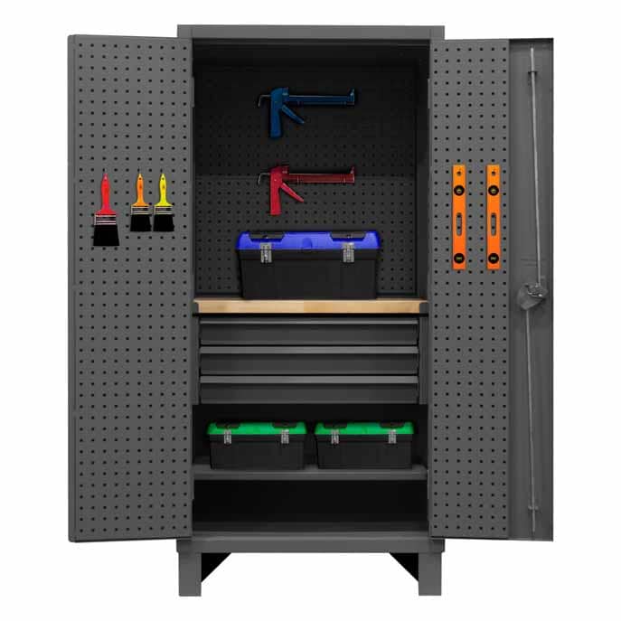Pegboard Cabinet with 3 Drawers and 1 Shelf