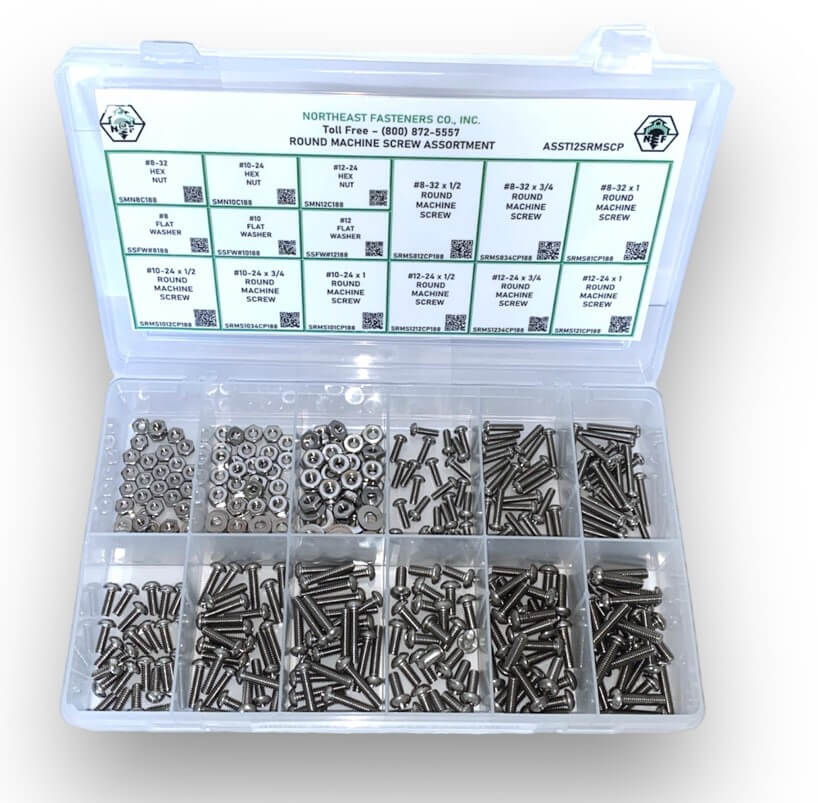 375 Piece #8-12 Round Machine Screw Assortment Starter Kit Stainless Steel