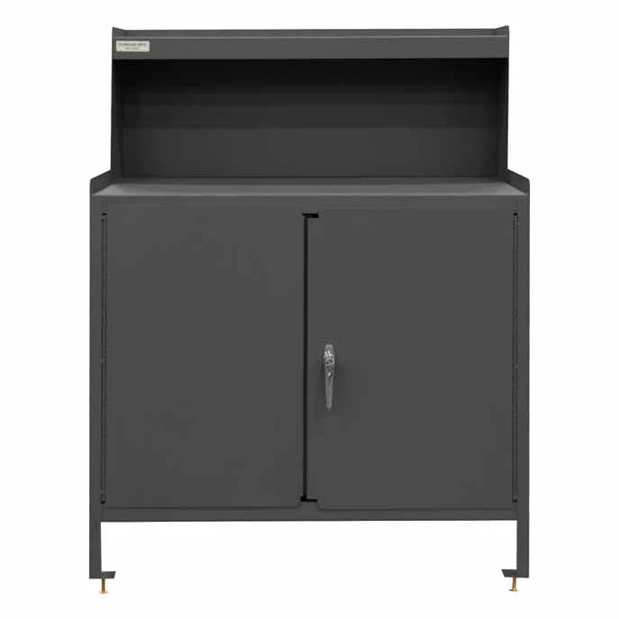 Stationary Workstation with Riser and 2 Doors