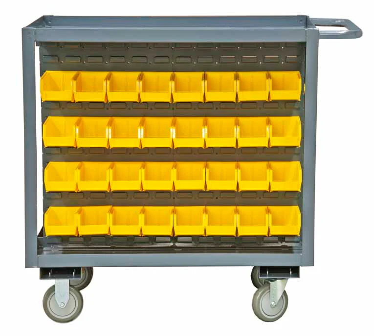 24in x 36in Stock Cart with 64 Bin, 2 Shelves