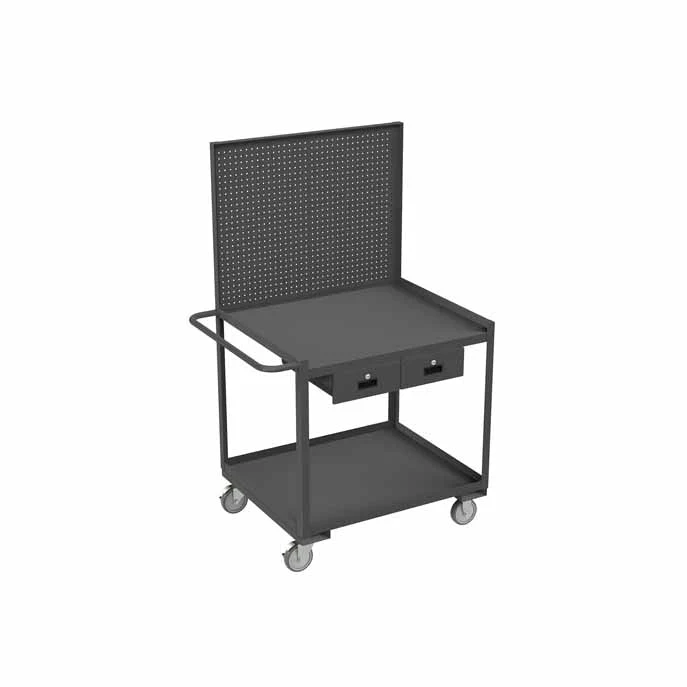 30in x 36in Stock Cart with 2 Shelves and a Pegboard