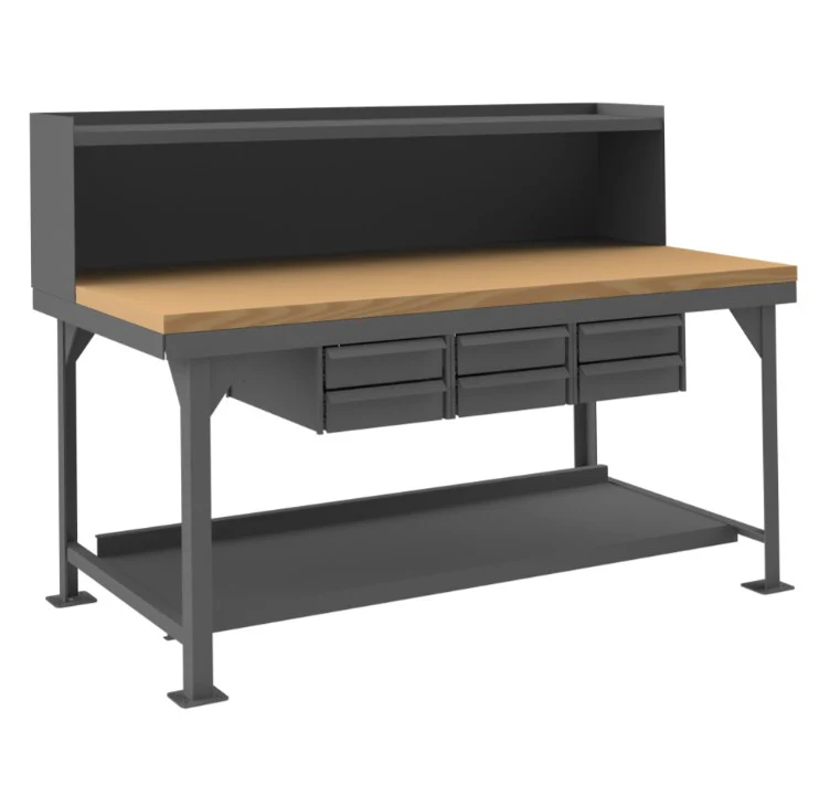 72in x 36in Maple Top Workbench with 6 Drawers